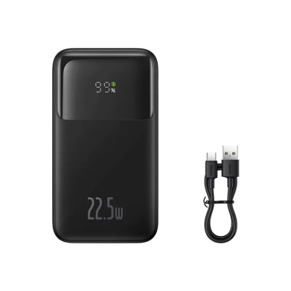 Baseus Comet Series 22.5W 20000mAh Dual Cable Digital Display Power Bank – Black Color